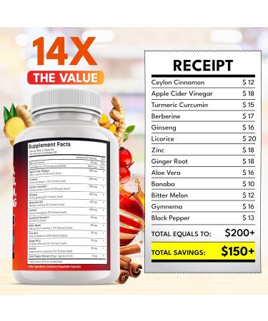 Ceylon Cinnamon Turmeric Apple Cider Vinegar Ginseng Aloe Vera Berberine Plus Banaba Ginger Root - 120 Count 120 Capsules (Pack of 2) - Buy Online on GoSupps.com