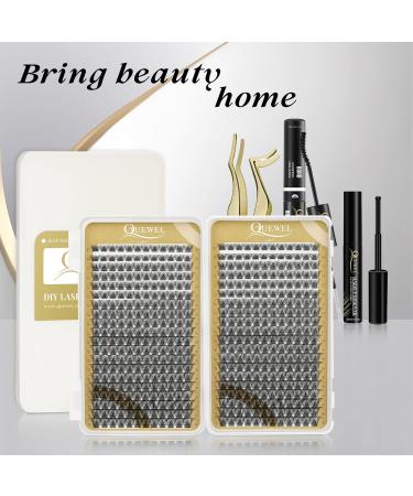 Cluster Eyelashes Quwel - 480 PCs DIY Individual Lash Extensions | Soft & Light Natural D Curl 10-18mm | Perfect for Home Use - Buy Online on GoSupps.com
