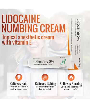 Lidocaine 5% Topical Anorectal Numbing Cream for Hemorrhoids & Anorectal Disorders - Buy Online on GoSupps.com