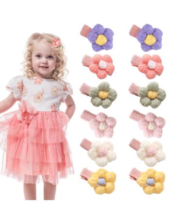 12PCS Flower Baby Hair Clips Sofe Baby Clips for Baby Girl Wearing Photo Shoot Family Photography Baby Shower Birthday Party Daily Matching