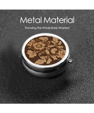Ornate Floral Mini Round Pill Box | 3 Compartment Portable Pill Organizer for Travel & Home Use - Buy Online on GoSupps.com