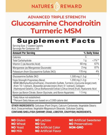 Nature's Reward Glucosamine Chondroitin Triple Strength - 120 Caplet - Buy Online on GoSupps.com