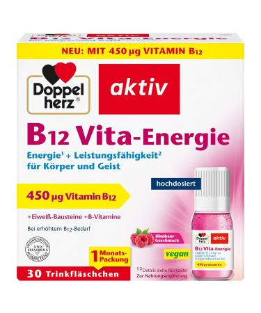 Doppelherz B12 Vita-Energie Vegan and high-dose with 350 g vitamin B12 per bottle 30 ampoules 30 pieces (1 pack) - Buy Online on GoSupps.com