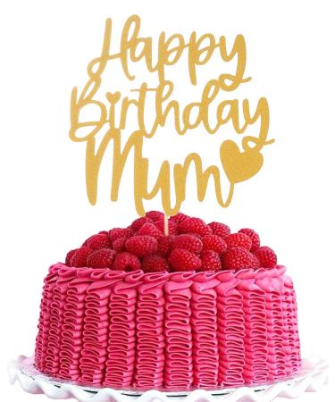 Happy Birthday Mum Cake Topper - Mom Happy Birthday Theme Party Cake Decoration Mother's Birthday Party Cake Topper