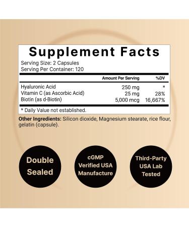 NatureBell Hyaluronic Acid 250mg - 240 Capsules | Premium Quality - Buy Online on GoSupps.com