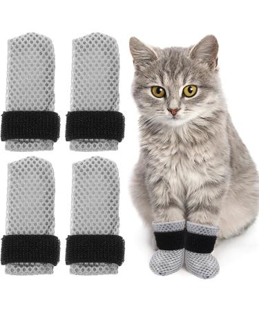 Hemoblo Cat Claw Covers - Scratch Protection & Breakable Mesh Paw Caps for Cats | 4 Pcs Gray (10x9x0.5cm) - Ideal for Grooming & Bathing - Buy Online on GoSupps.com