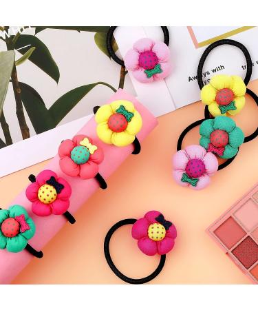 15-Piece Elastic Hair Bands with Flowers for Girls - Colorful Mini Bow Hair Ties for Toddler Ponytails - Buy Online on GoSupps.com