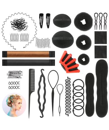 Winkeyes Hair Styling Set, Hair Design Styling Tools Accessories DIY Hair Accessories Hair Modelling Tool Kit Hairdresser Kit Set Magic Simple Fast Spiral Hair Braid Hair Braiding Tool (Type B- 45 set)