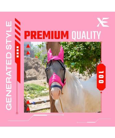 Buy Xe Horse Fly Mask with Ears - Breathable UV Protection for Standard & Racing Horses - Pink COB (M) - Buy Online on GoSupps.com