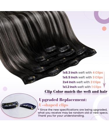 Premium Laavoo Clip-In Real Hair Extensions - Black Ombre Silver 70g 5 Piece Double Tressen - 40cm Remy Hair Clips - Buy Online on GoSupps.com