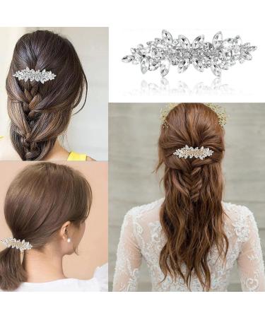 2Psc Diamante Hair Clips for Women Prom Hair Clips Diamante Hair Accessories Crystal Hair Clip for Wedding Guest Rhinestone Barrette Elegant Hairpins Accessories for Bridal (Silver&Gold) - Buy Online on GoSupps.com