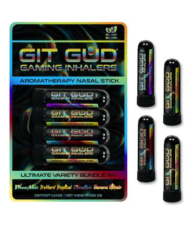 GIT GUD Gaming Nasal Sticks | Stimulating Aromatherapy Mint | Portable Performance Nasal Disposable | Ultimate Variety No. 1 (4 Pack) Variety No 1