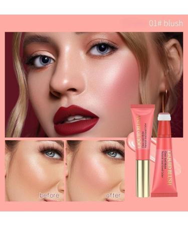 PICKX Pink Powder Blusher Liquid Beauty Stick Soft and Durable Shiny Velvet Texture Easy to Mix Soft Powder Blusher Makeup Durable and Soft Natural Dew (01# One Size) 01# 1 g (Pack of 1) - Buy Online on GoSupps.com