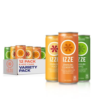 IZZE Sparkling Juice 3 Flavor Variety Pack 8.4 oz Cans 12 Count