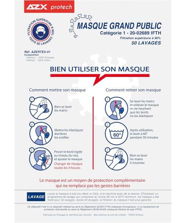 AZX Protech Washable Fabric Masks - Reusable High Filtration 50 Washes - Adult & Children's Tea Masks - Pack of 3 - Buy Online on GoSupps.com