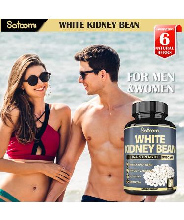 Premium 6-in-1 White Kidney Bean Extract Capsules - 6 Month Supply - 9050mg - Carb Scale Down Support - 180 Count - Buy Online on GoSupps.com