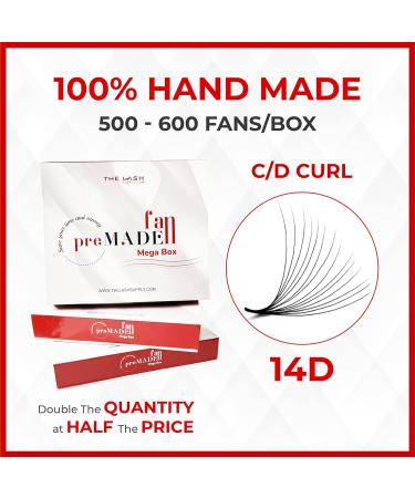 The Lash Supply 450 Fans 14D Volume Promade Fan Mega Box C/D Curl Mix Length 9-18mm 0.03 Thickness Eyelash Extension Fans - Natural & Long-lasting Curl - 14D-0.05-C Mix - Buy Online on GoSupps.com
