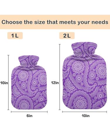 Naanle Purple Paisley Hot Water Bottle 1L Transparent Cover for Pain Relief & Therapy | Hand & Foot Warmer - Buy Online on GoSupps.com