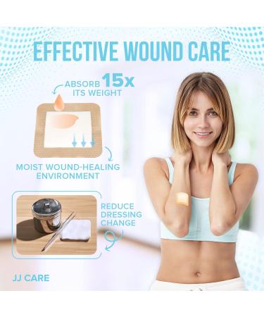 JJ CARE Silicone Foam Dressing 2x2 - Waterproof Silicone Bandages for Wound Care (Pack of 10 - Buy Online on GoSupps.com