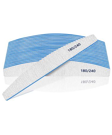 12 pieces of nail files 180/240 nail files for nails washable and reusable nail files double -sided nail files for nail studio and at home Blue Moon 180/240