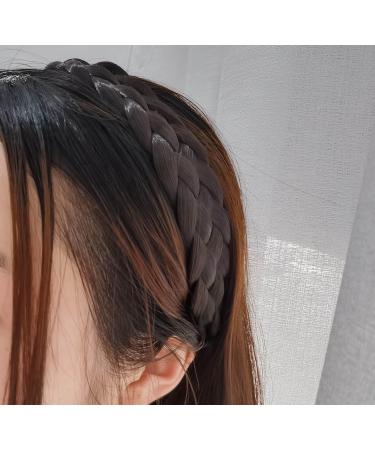 5 Strands Synthetic Hair Braided Headband Classic Chunky Wide Plaited Braids Elastic Stretch Hair Hairpiece Multicolor Headband Ladies Women Girl Beauty accessory (Brownish black) - Buy Online on GoSupps.com