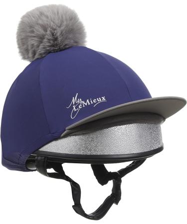 LeMieux Pom Pom Horse Riding Hat Silk with 4 Way Stretch Fabric Coordinates with Base Layers & Saddle Pads - Equestrian Headgear - Ink Blue