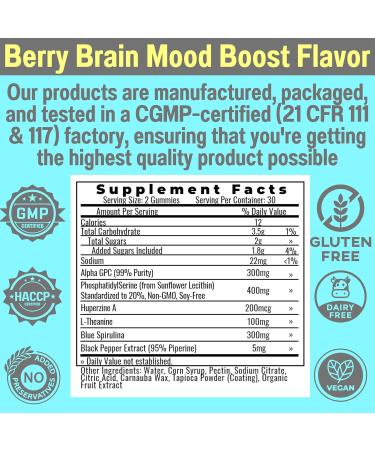 Alpha GPC Huperzine A PhosphatidylSerine L-Theanine Blue Spirulina Bioperine Gummies Alpha-GPC Huperzine-A Phosphatidyl Serine L Theanine Supplement Powder Capsules Tablets Liquid Supplements Alt - Buy Online on GoSupps.com