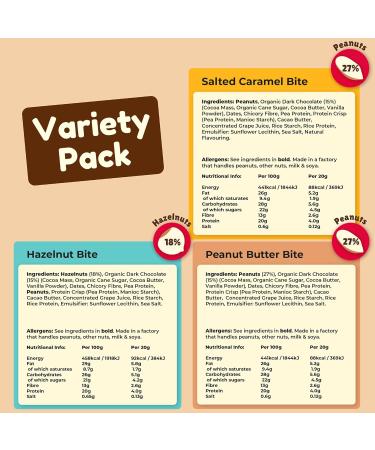 Vive Protein Bites Dark Chocolate Coated Mixed Box - Gluten Free High Fibre Vegan Snacks - Mini Protein Bars 120g (6 x 20g) - Buy Online on GoSupps.com