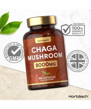 Chaga Mushroom Capsules 8000mg - High Strength Supplement - 90 Powder Capsules - Naturally Sourced by Horbaach - Buy Online on GoSupps.com