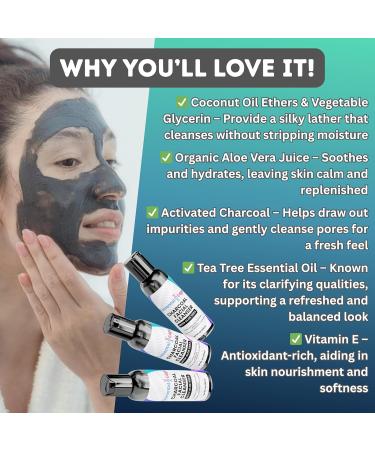 Elemental Edge Charcoal Facial Cleanser Activated Charcoal Face Wash with Aloe Vera & Tea Tree Oil Vegan & Paraben-Free - Buy Online on GoSupps.com