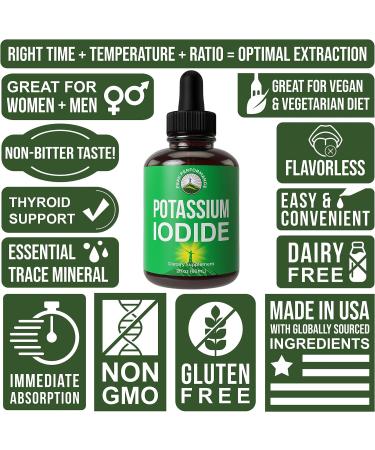 Potassium Iodide Liquid Drops - 1 Year Supply for Thyroid Protection | Vegan & Gluten Free | Superior Absorption | USA Tested - Buy Online on GoSupps.com