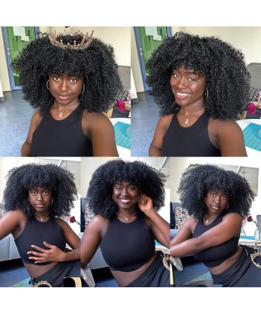 16 Afro Kinky Curly Wig with Bangs for Black Women - Synthetic Bomb Wig (Black) - Buy Online on GoSupps.com