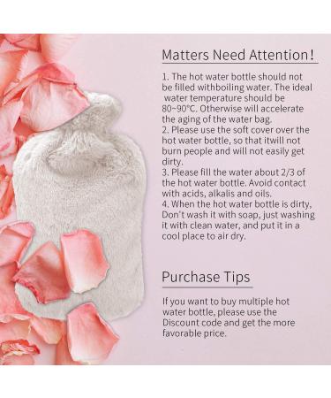 2L Hot Water Bottle with Soft Cover - Pain Relief for Cramps - Removable Hot Cold Pack - Bed Warmer - Creamy-white Rubber - Buy Online on GoSupps.com