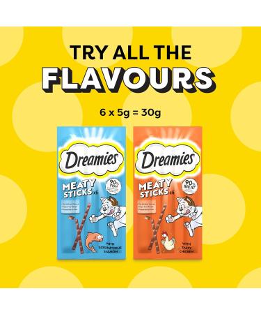 Dreamies Meaty Sticks 84 Pieces Cat Treats Tasty Snacks with Delicious Chicken Pack of 14 x(30g) - Buy Online on GoSupps.com