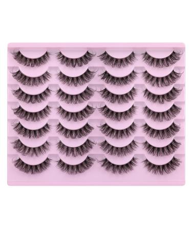 JIMIRE False Eyelashes 14 Pairs Pack | D Curl Faux Mink Cat Eye Lashes | 15MM Wispy Thin Strips with Clear Band | Natural Russian Style for Fluffy, Demi-Wispies Look - Buy Online on GoSupps.com