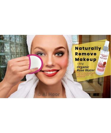 AL HOOR Organic Rose Water Face Toner Mist Spray (150ml) for Soothing Irritation Firming and Balancing Oily Skin + Two Premium Reusable Bamboo Cotton Pad - Alcohol Free Non-GMO Vegan Cruelty Free - Buy Online on GoSupps.com