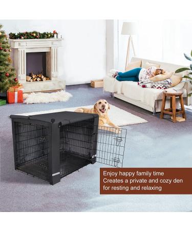 Yotache 48-inch Dog Crate Cover - Waterproof & Windproof Pet Kennel Cover for Extra Large Double Door Wire Cage - Indoor/Outdoor, Durable 600D Polyester - Reflective Strip, Black - Buy Online on GoSupps.com