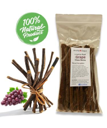 Aroma Depot Grape 4 oz. Flavored Licorice Root Chew Sticks for Humans. 100% Pure Natural | Oral Health & Fresh Bearth | Individual Sticks are 6.5-7 inches long. Glycyrrhiza Glabra From Turkey - Buy Online on GoSupps.com