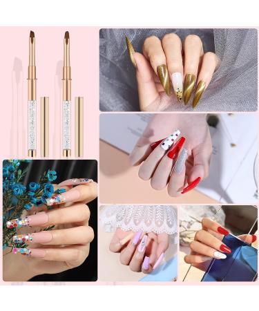 2pcs Nail Art Clean Up Brushes - Round & Angled Head Acrylic Nail Brush Pen Set for Women - Painting Tools for Nail Art Design & Polish Mistake Cleaning - Buy Online on GoSupps.com