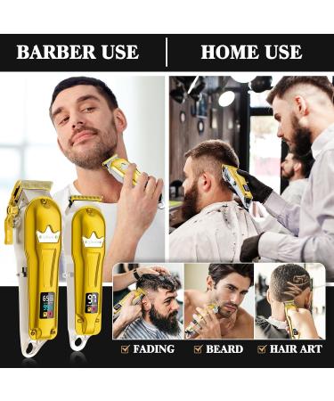 Ufree Professional Hair Clippers for Men - Cordless Metal Barber Trimming Set with LCD Display | Beard Trimmer & Edgers | Ideal Gifts for Men - Gold - Buy Online on GoSupps.com