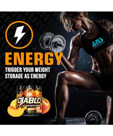 ANS Performance Diablo (35 Servings 4.9 oz) - Energy Powder for Elevated Strength & Stamina - With Added Kinetq Garcinia L Carnitine - Thermogenic Formula - Delicious Flavours (Peach Mango) - Buy Online on GoSupps.com