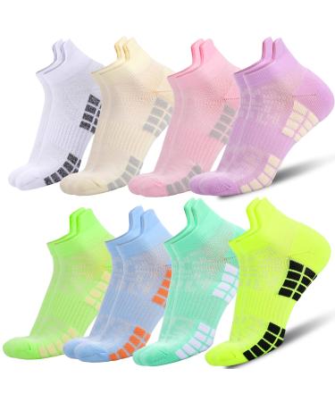 Utensilsto 8 pairs of sneakers socks women sports socks 35-42 cotton sports socks ankle socks sneakers socks women padded running socks breathable short socks multicolor 80% cotton 15% polyester 5% elasthan