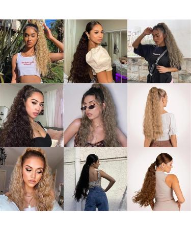 Ponytail Extensions Long Wavy Curly Ponytail Extension 22 Inch Corn Wave Wrap Around Pony Tail Clip in Natural Soft Synthetic Ponytail Hairpiece for Women Daily Use for Women (Color : 613 Size : 55 55CM 613 - Buy Online on GoSupps.com