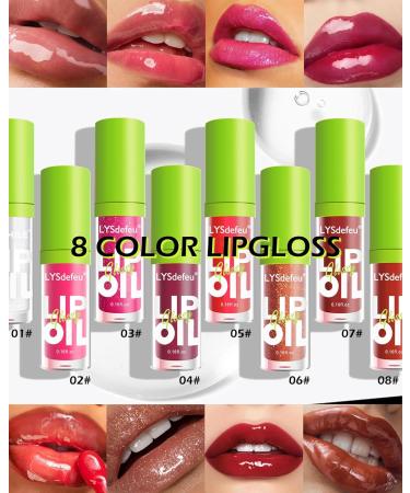 Hydrating Lip Glow Oil-4Pcs Tinted Lip Oil Gloss Pack Nourishing Lipgloss Care Tint Non-sticky Clear Pink Red Lip Oil Lip Stain Glow Reviver Lip Oil LIp Makeup Gift for Women Girl-Set A Seta - Buy Online on GoSupps.com