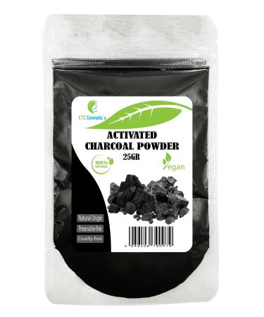 Activated carbon powder-25/50 gr-Use in masks packs peels peeling formulations dyes for soaps make-up formulations such as mascara eyeshadow eyeliner (25 gr)