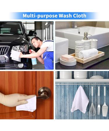 60 Pcs 12x12 Inch White Cotton Washcloths Set - Absorbent & Multipurpose Face Towels for Bathroom & Kitchen - Machine Washable Gym Towels & Cleaning Rags - Buy Online on GoSupps.com