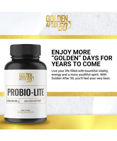 Golden After 50 Probio-Lite - for Gut Health and Digestion Support - Probiotics for Men and Women - 30 Gelatin Capsules - Probiotics for Occasional Heartburn, Gas, Indigestion 1 Count (Pack of 1) - Buy Online on GoSupps.com