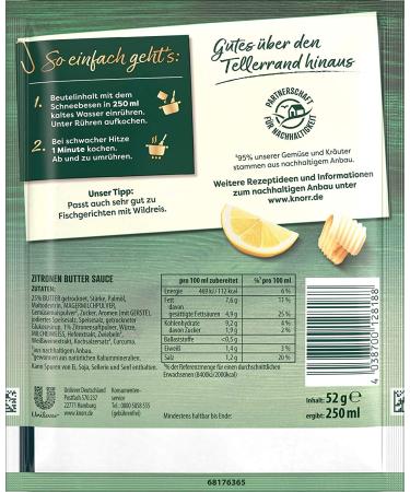 Knorr Feinschmecker Zitronen Butter Sauce 250ml - Authentic and Flavorful Sauce for Pasta and Chicken Dishes - Buy Online on GoSupps.com
