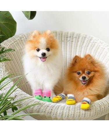 Anti-Slip Dog Socks 24pc Set - Small Cat Puppy Paw Protector Grip Knit Socks for Indoor Hardwood Floors - Better Traction for Small Medium Pets - Buy Online on GoSupps.com