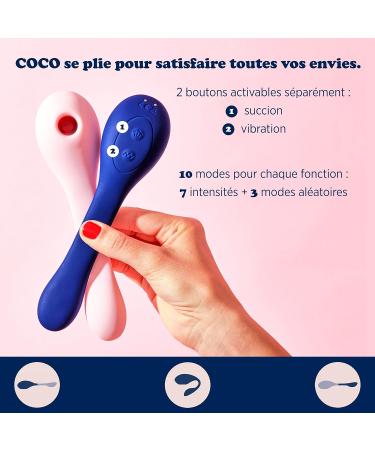Buy Coco Massage Device for Women - Flexible Dual Stimulation with 10 Vibration Modes - Blue - Buy Online on GoSupps.com